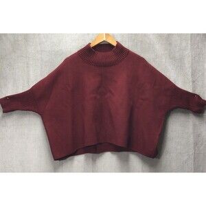 Kerisma Aja Sweater Size o/S Maroon Burgundy Crop Ribbed Mock Neck